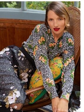 Wendy Morrison × Monoprix  Leopard Print Button-Up Cardigan Floral Leopard Print